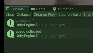 Debug.Log messages after collision — collection
